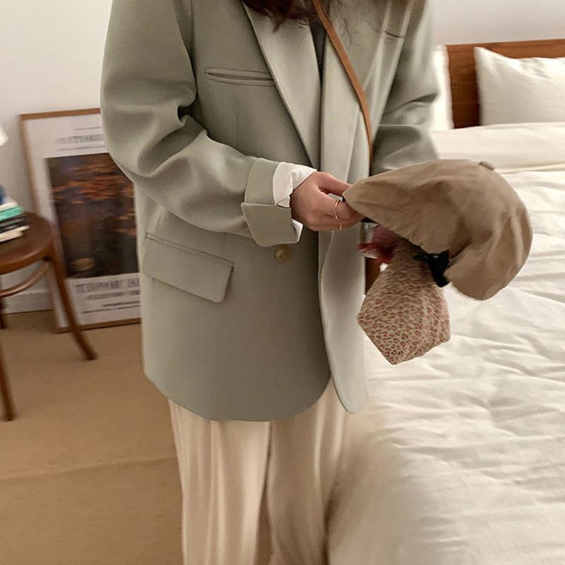 Тонкий пиджак, женский и осенний двубортный удобный однотонный костюм, топы, повседневное пальто
