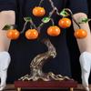 Aris & Juno Hand-Painted Copper Persimmon Tree Sculpture, Traditional Chinese Everything Goes Well Blessing Statue, Feng Shui Office Desk Home Living