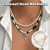 Hip Hop Coconut Tree Pendant Choker Silver Rhinestone Flower Necklace Coconut Husk Necklace  Gift