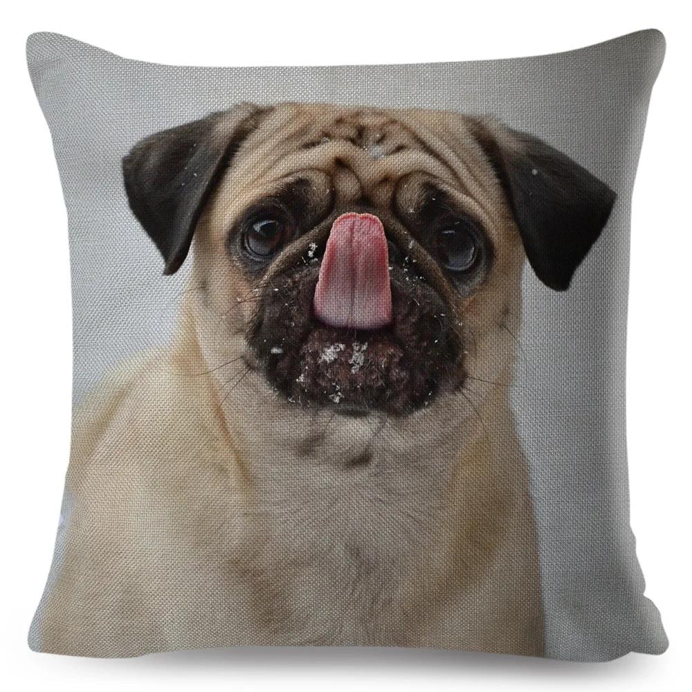 Both Sided Pug Dog Print Cushion Cover Decoration Pet Animal Pillow Case for Sofa Home Car Linen Pillowcase 45x45cm