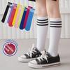 Kids' Long Tube Striped & Solid Socks - Spring/Autumn Style, One Size, Candy Colors, for Boys & Girls