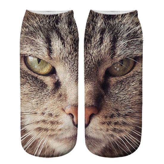 Yousheng Realistic Cat Face Socks 3D Cat Print Socks Breathable Cute Kitten Socks Funny Xmas Birthday Gifts for Women Men Cat Lovers