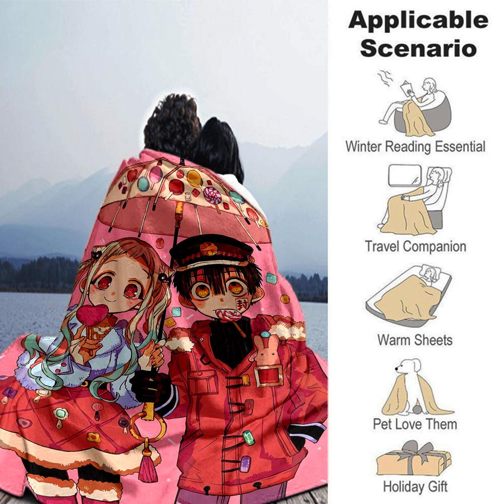 Rainbow Umbrella Fantasy Flannel Blanket Super Soft Warm Cozy Blanket For Sofa Bed Office Travel Allseason Home Decor Gift