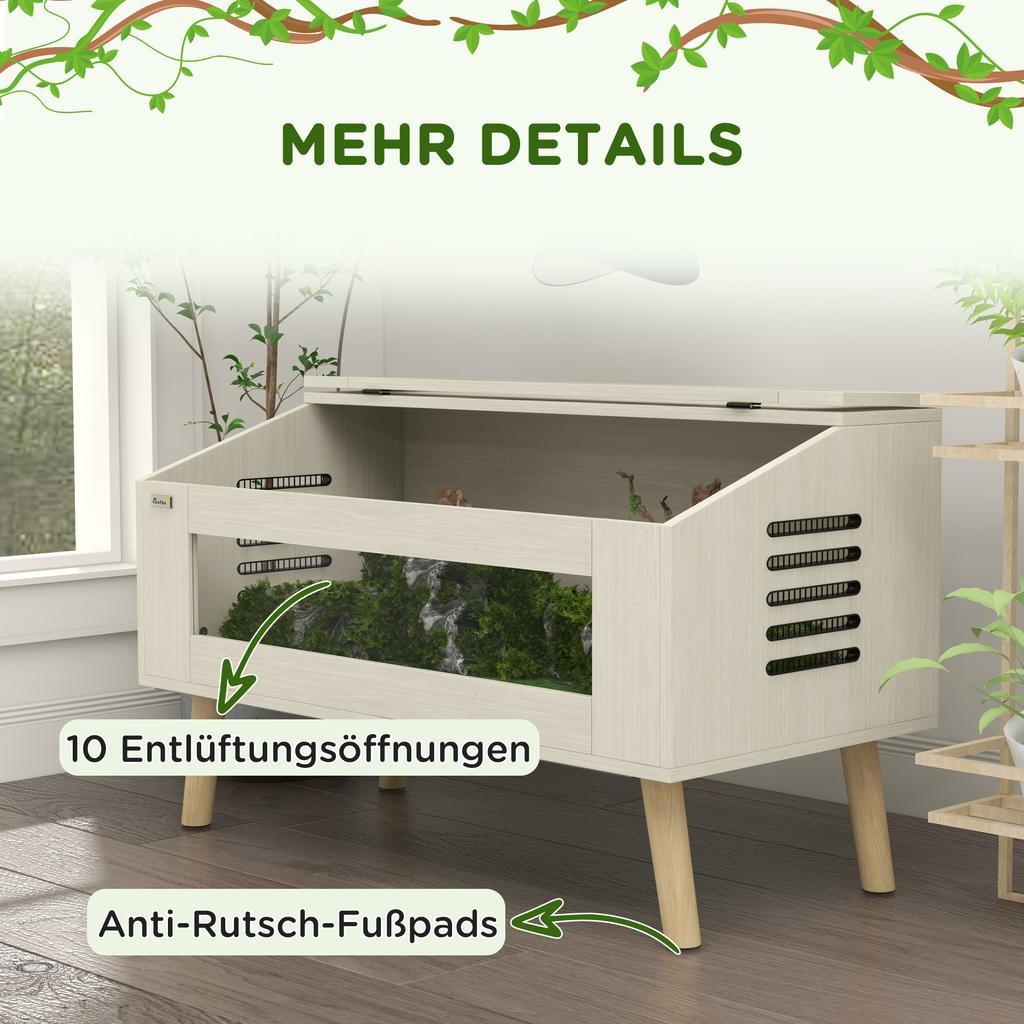 140L Vivarium for Snakes, Lizards, Horned Frogs, Chameleons, Hamsters, Gerbils with Tempered Glass Windows