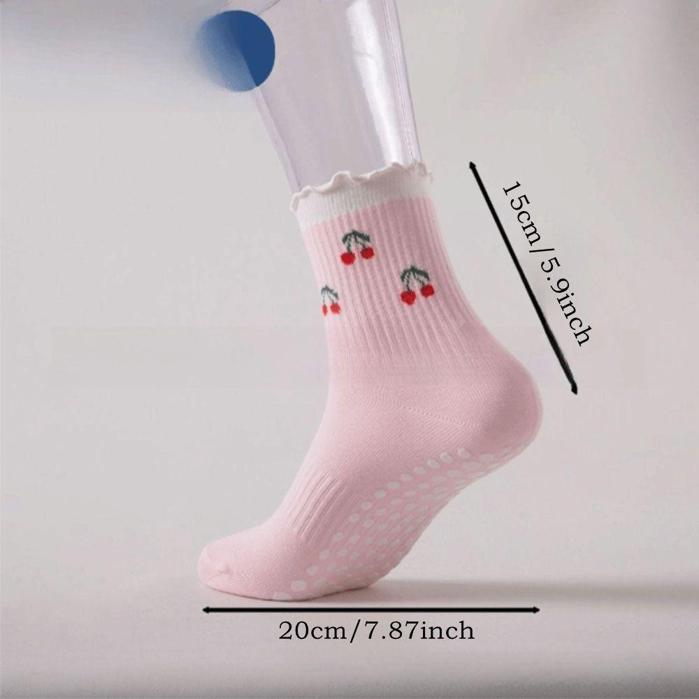 Breathable Pilates Socks Harajuku Street Cherry Embroidery Socks New Yoga Socks