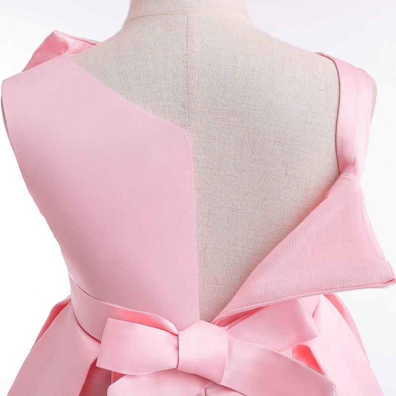 Girls One Shoulder Dress Solid Color Princess Party Kids 3-8 Years