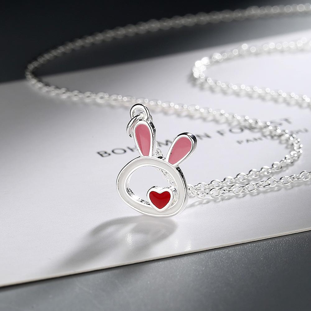 Epoxy Heart Cutout Rabbit Necklace - Cute Design