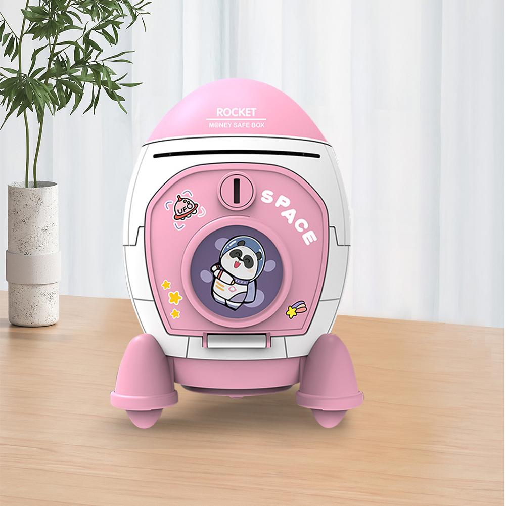 Копилка для мальчиков и девочек Мультяшная Космическая Ракета Большая емкость Копилка Настольное украшение Для подарков на день рождения