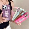 Милый чехол для телефона Labubu из кожи личи для iPhone 16 15 14 13 12 11 Pro Max, мягкий чехол
