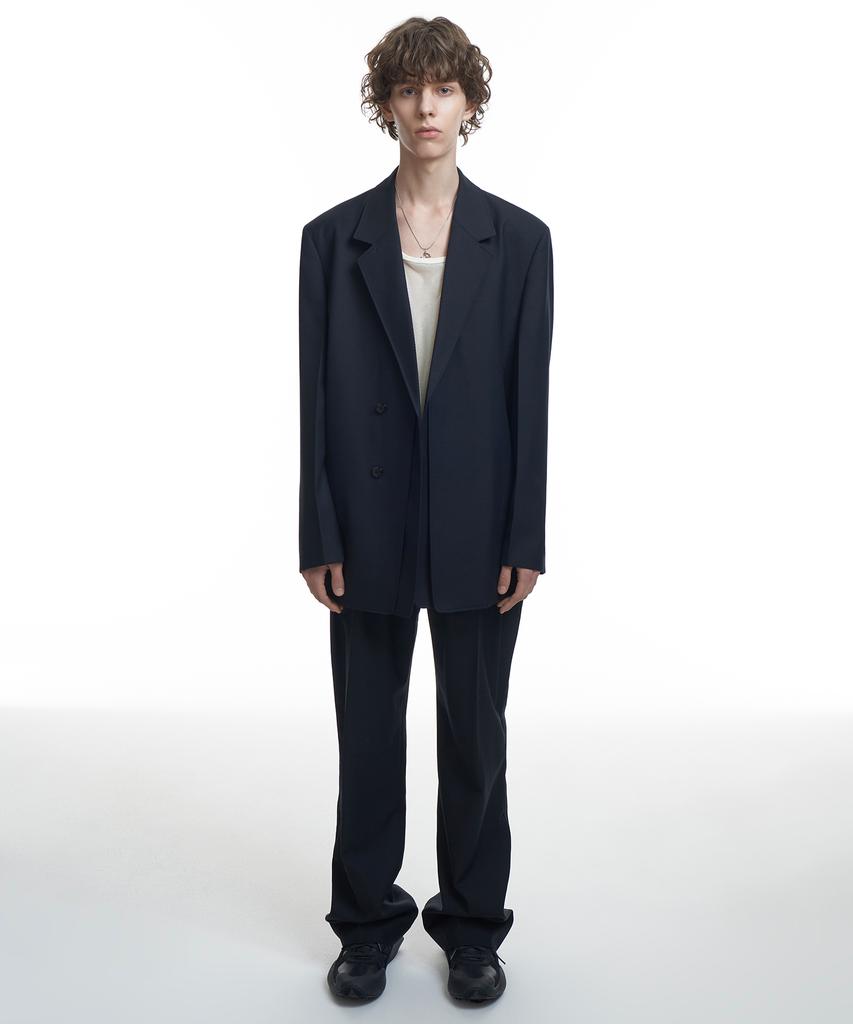 INSILENCE [Insilence X Kkst] Double Pleated Belted Wool Pants Black