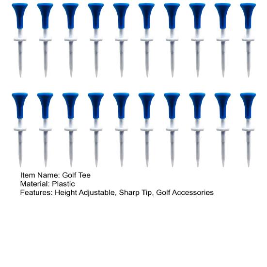 20Pcs Golf Tee Height Adjustable Sharp Tip Plastic Golf Holder Golf Training Aid Driving Range Indoor Outdoor Golf Spike Set