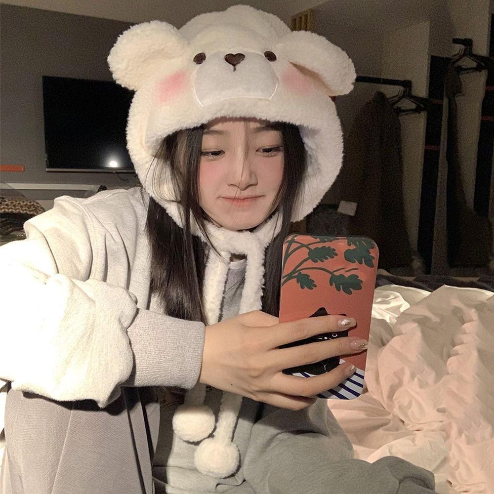 Fashion Cute Bear Ears Warm Windproof Cap Lamb Hair Cap Winter Hat Beanies