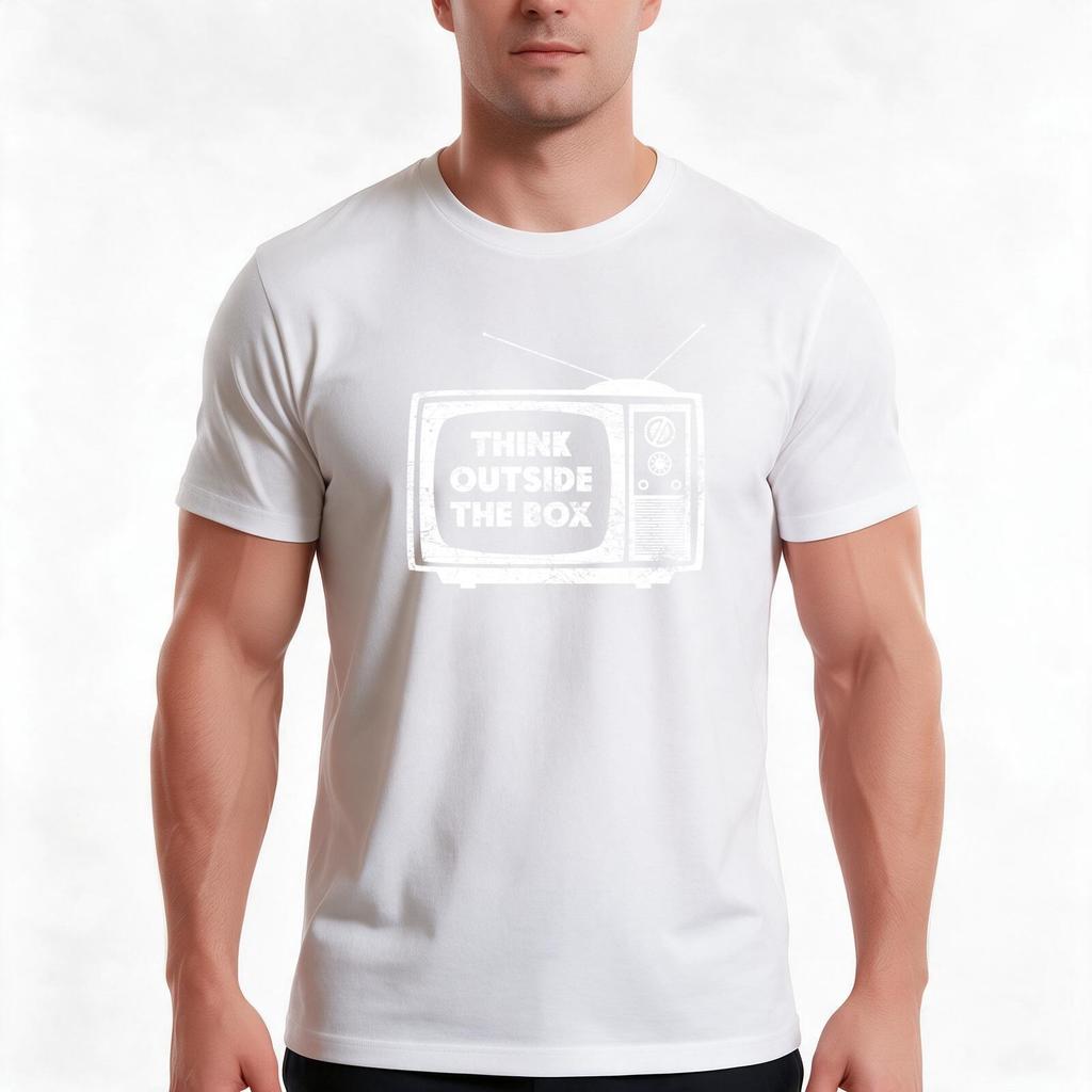 Think Outside The Box White Tshirt Summer Casual Cotton Tee Oversized Streetwear Tops Vintage Graphic Print 100 Cotton