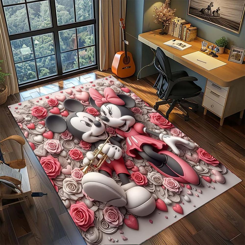 Cute Mickey Mouse Smiling Face Rug Carpet Large Area Rug Non Slip Washable Floor Mat Gamer Room Bedroom Home Decor