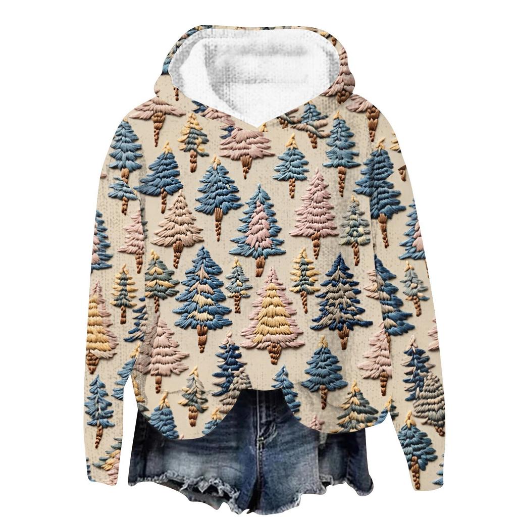 Женская мода повседневная вязанная кофта с длинным рукавом и рождественским принтом