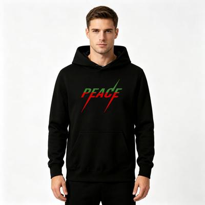 Men's Peace Graphic Print Pullover Hoodie Casual Long Sleeve Loose Fit Sweatshirt for Daily Wear