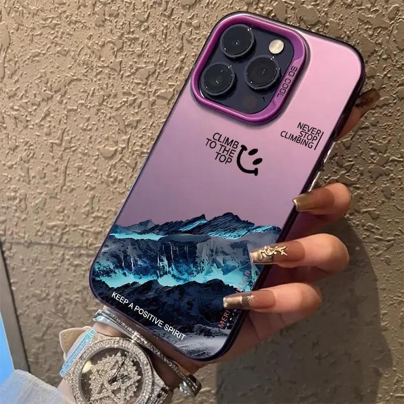 Чехол Snow Mountain для iPhone 15 Pro 14/13/12/11Xs Max/Xr/X. Лазерный дизайн Apple. Модная и стильная защита для вашего мобильного телефона.