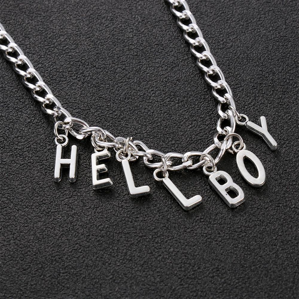 New Hip Hop Women "Hellboy" Choker Letter Bib Chain Pendant Necklaces