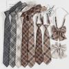 Brown Retro Plaid Tie for Women and Men - Japanese College Style Bow Tie