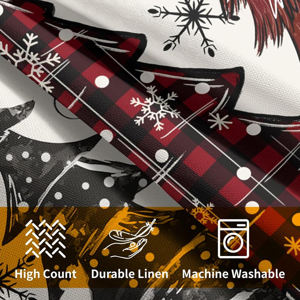 Black and Red Buffalo Plaid Christmas Pillow Covers 16x16 Inch Set of 2 Double-Sided Tree Snowflake Holiday Decorative Throw Pillowcases for Couch