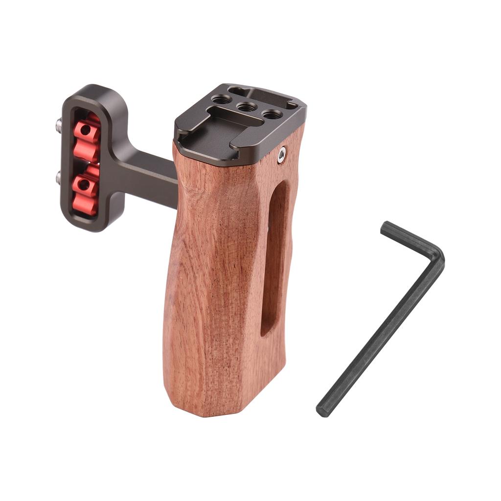 Universal Camera Cage Left Right Side Handle Wooden Hand Grip with 1 4 Screw Hole Cold Shoe Mount for Camera Cage