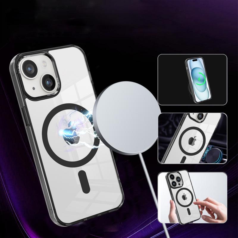 Гальванизированный Акриловый Магнитный Чехол для iPhone 14 Pro Max/15 - Защитная Крышка 2-в-1