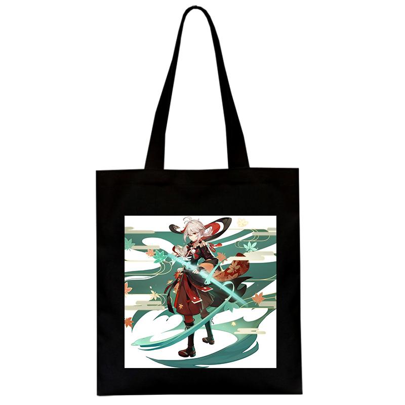 Женская сумка с героями мультфильмов Genshin Impact, сумка-шопер Y2K, повседневная модная женская сумка на плечо, японская холщовая сумка в стиле Харадзюку, большая вместительная сумка