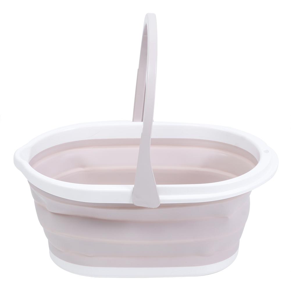 Portable Household Folding Mop Cleaning Water Bucket Barrel for Home Bathroom Use Light Pink