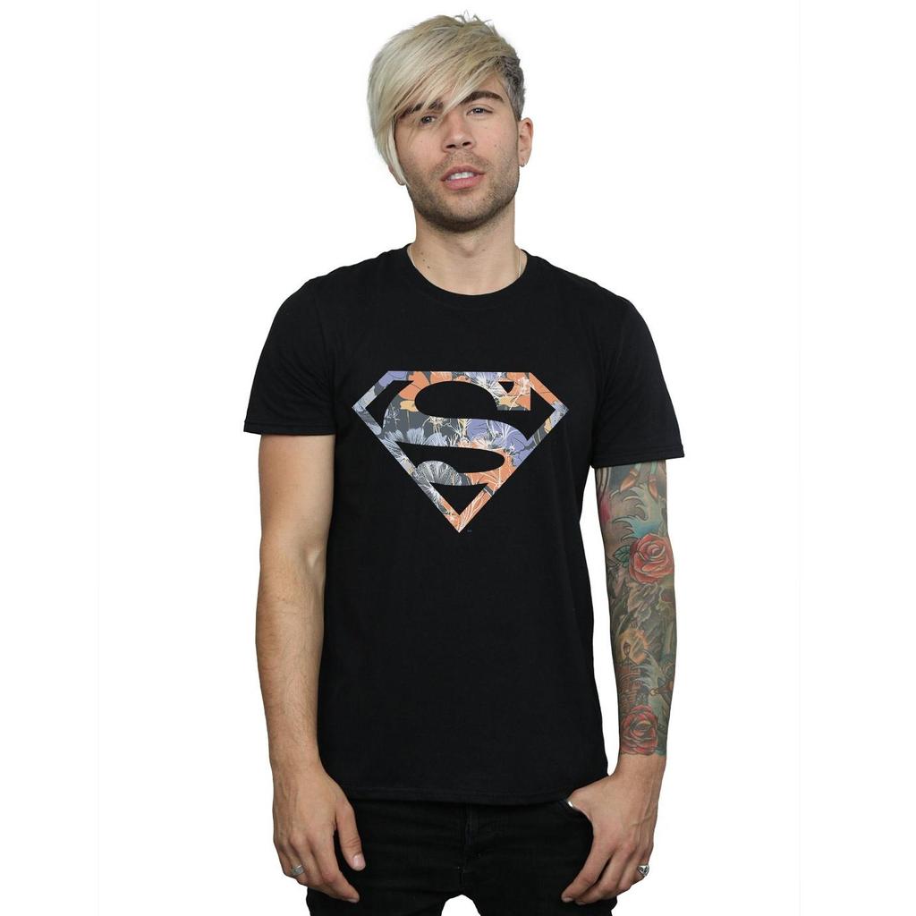 DC Comics Mens Superman Floral Logo 2 T-Shirt