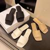 2025 Summer European and American New Fashion One-word Cool Slippers Simple Temperament Flat Bottom Square Head Sandals Women
