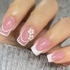 Short European Square Manicure Wearing White French Ins Small Clear Fresh Air Small Flower Love Valentine'S Day Sticker White