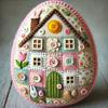 Yousheng Felt Egg House Kit DIY Patchwork Felt Egg House Craft Kit Handmade Embroidered Easter Eggs Crafting Set for Easter Basket Festive Decor