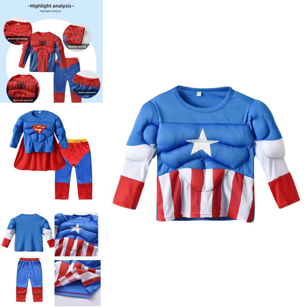 Spider Man Captain America Hulk Batman Superman Cosplay Outfit With Polyester And Spandex For Childrens Dress Up Events