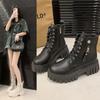 2025 Autumn and Winter New Thick-soled British Style Short Boots Versatile Thick-heeled Ins Single Boots European Station Thick-soled Martin Boots Wo