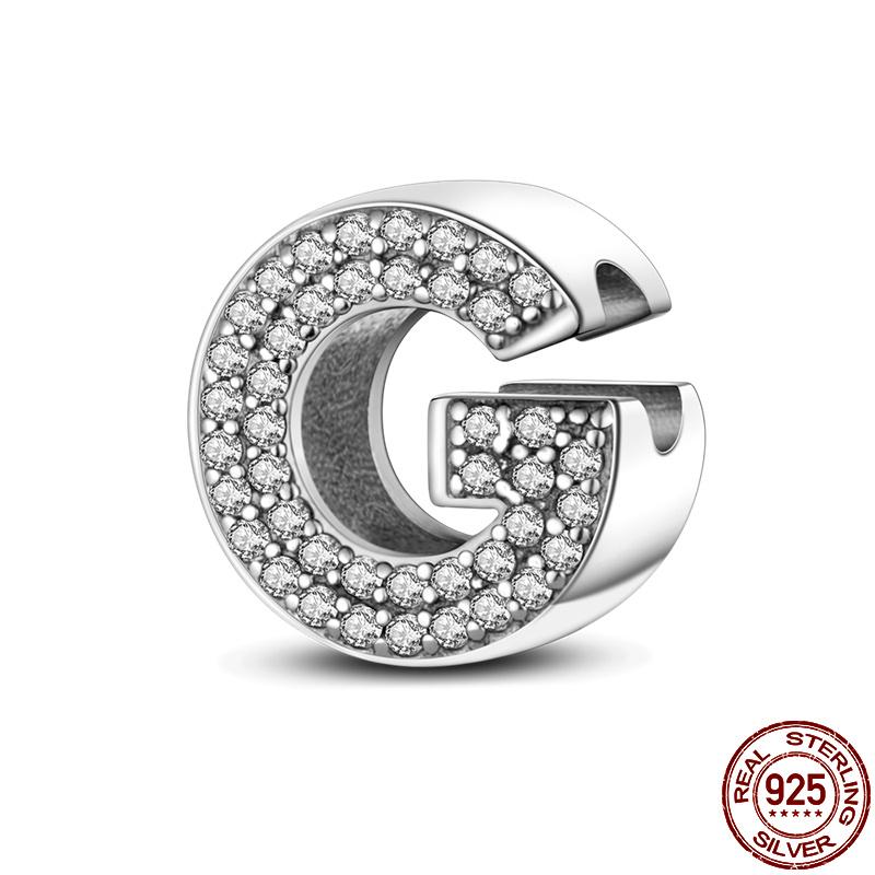 Silver 925 Charms Original Fit Original Bracele Silver Classic 26 Letters Beads Diy Charm For Women Jewelry