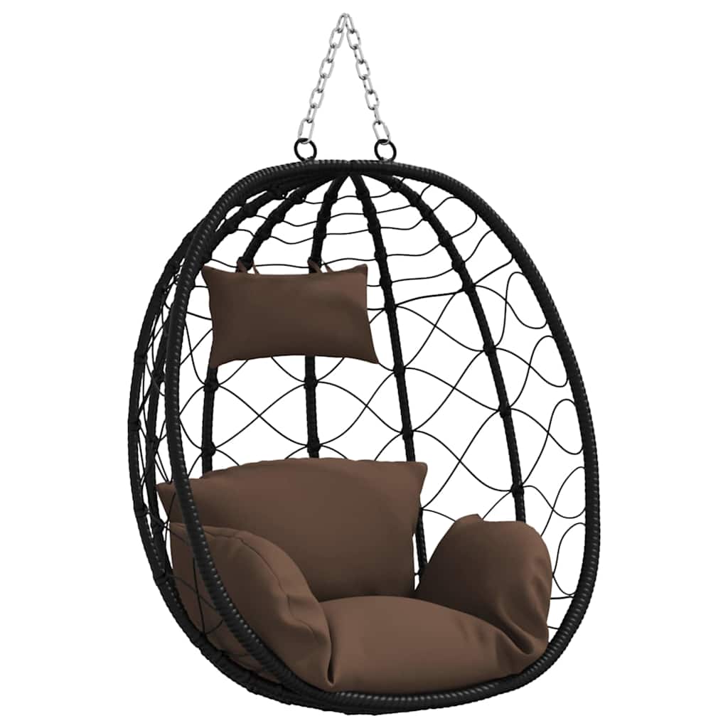 Hanging Egg Chair Coffee Brown 91.5 x 54.5 x 107 cm Poly Rattan