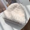 Women Winter Hat Fuzzy Faux Fur Brimless Solid Color Dome Windproof Warmth Sun Protection Knitted Cap Outdoor Travel Headwear