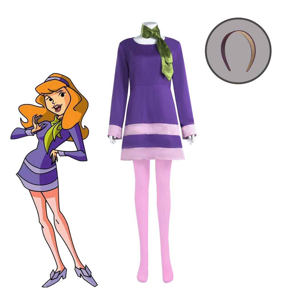 Scooby Doo Velma & Daphne Cosplay Costume, Daphne Dress Roleplay Outfit