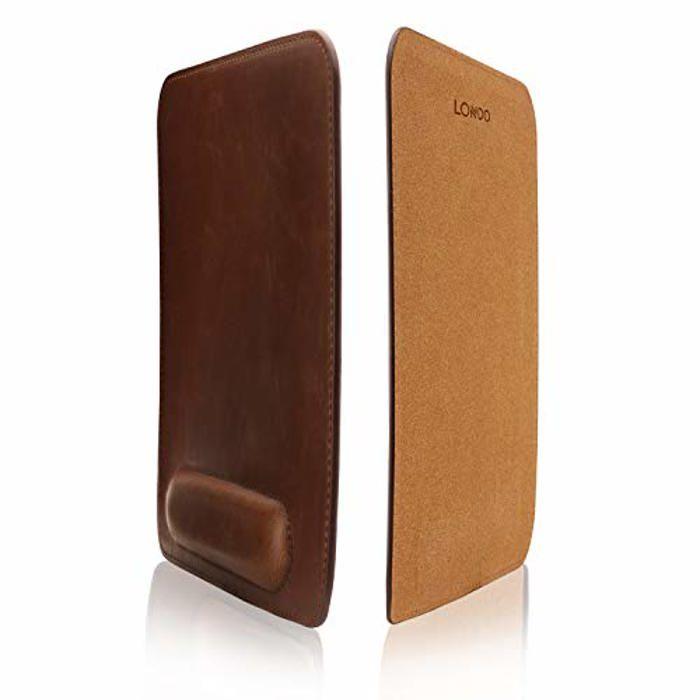 Tapis de souris - LONDO - Modèle avec repose-poignet - Cuir marron - Ergonomique - Surface lisse