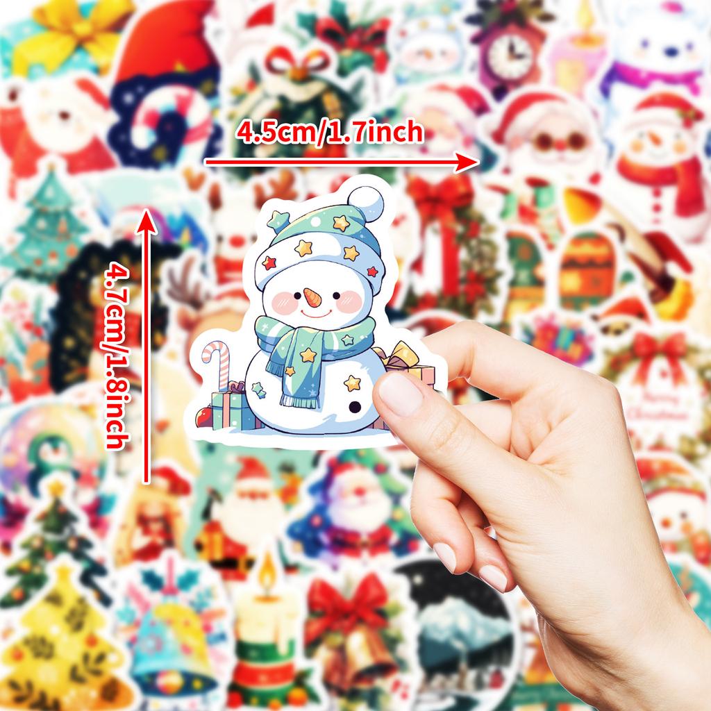 50 PCS Christmas Stickers - Colorful Holiday Decals for Mugs, Tablets, Gifts