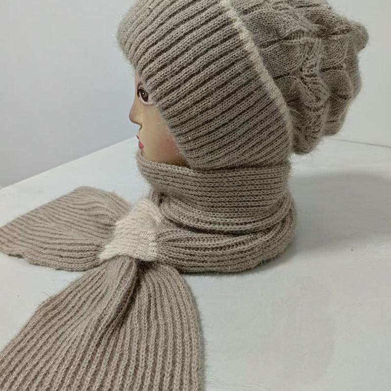 Зимние вязаные шапки и шарфы Skullies, комплект из холодного шарфа для защиты ушей, теплые шапки для девочек, ветрозащитные шапки для велоспорта и женщин, кепки для активного отдыха