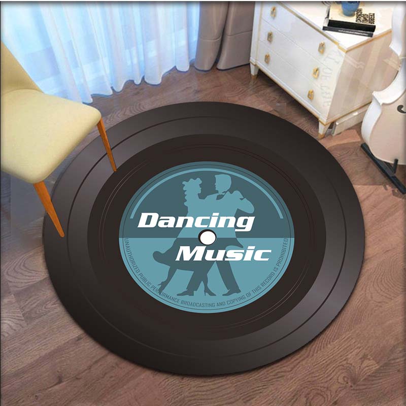 Запись музыкального компакт-диска, ковер с рисунком, круглый коврик в стиле ретро, декоративный коврик для гостиной, спальни, нескользящий коврик для крыльца, Tapete Redondo