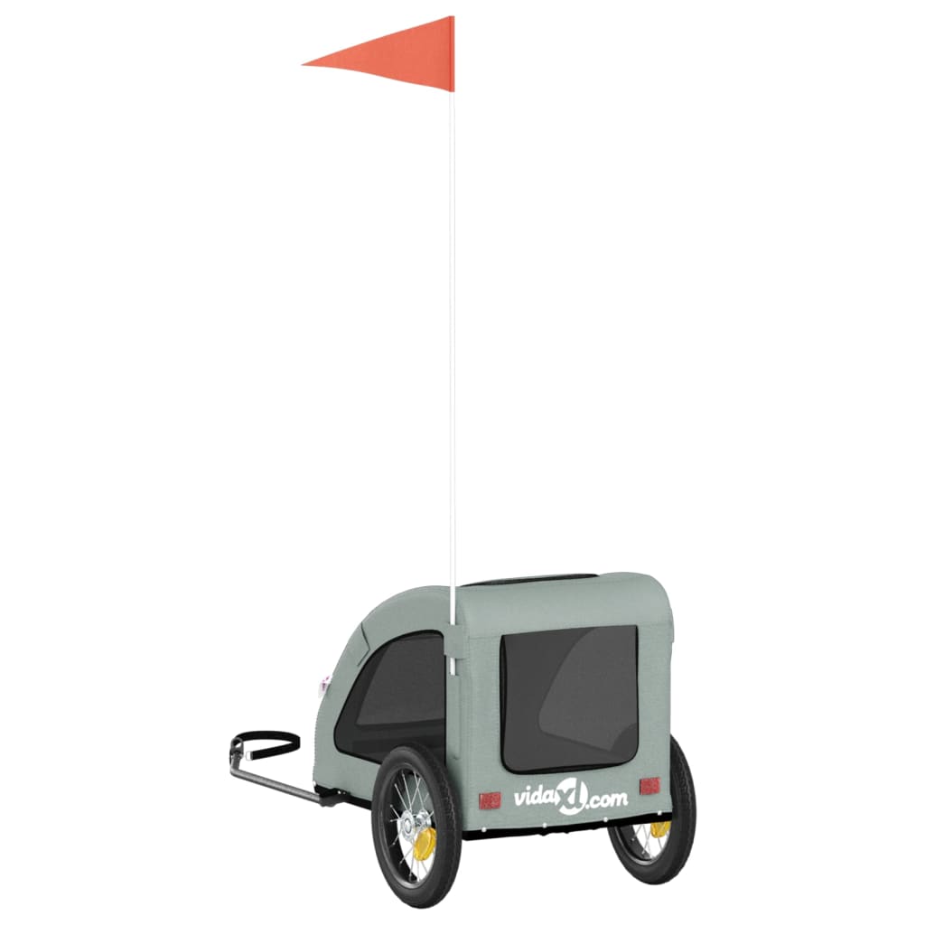 Bicycle Trailer for Dogs Gray Oxford Fabric and Iron
