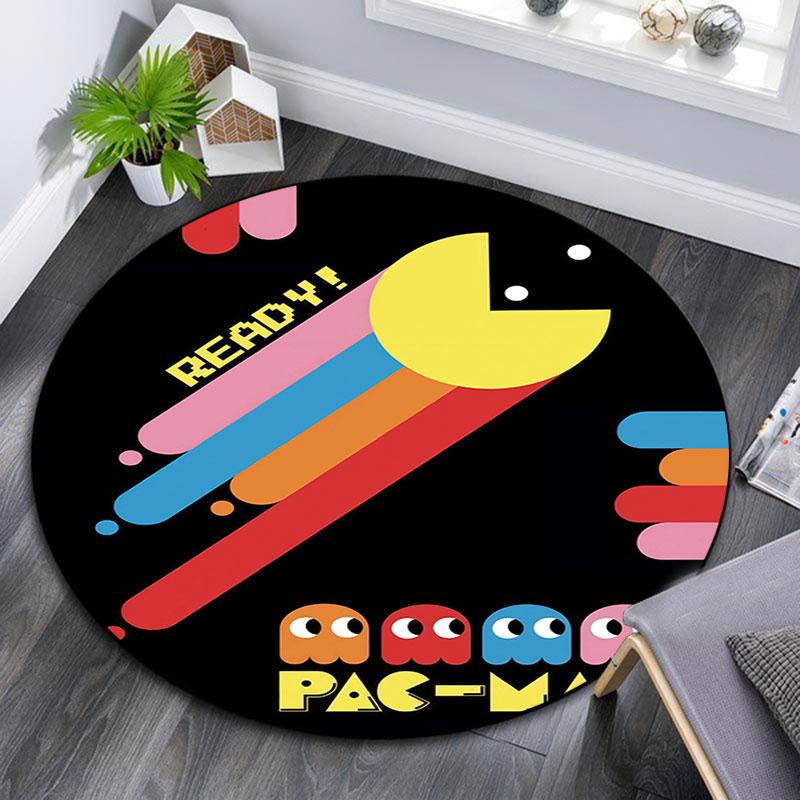 Pac‑Man Poster pattern round rug,Carpet Rug for Living Room Bedroom Playroom ,Non-slip Floor Mat,Holiday Gifts and Birthday Gifts.