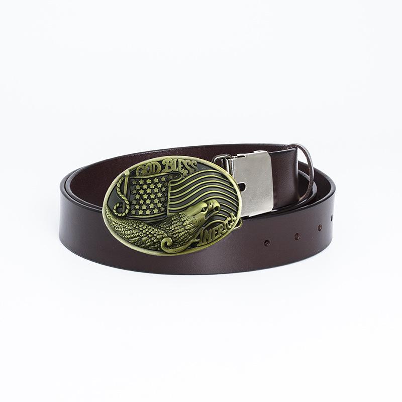 Ремень с пряжкой в виде орла с бронзовой точечной краской, модный ремень с американским флагом