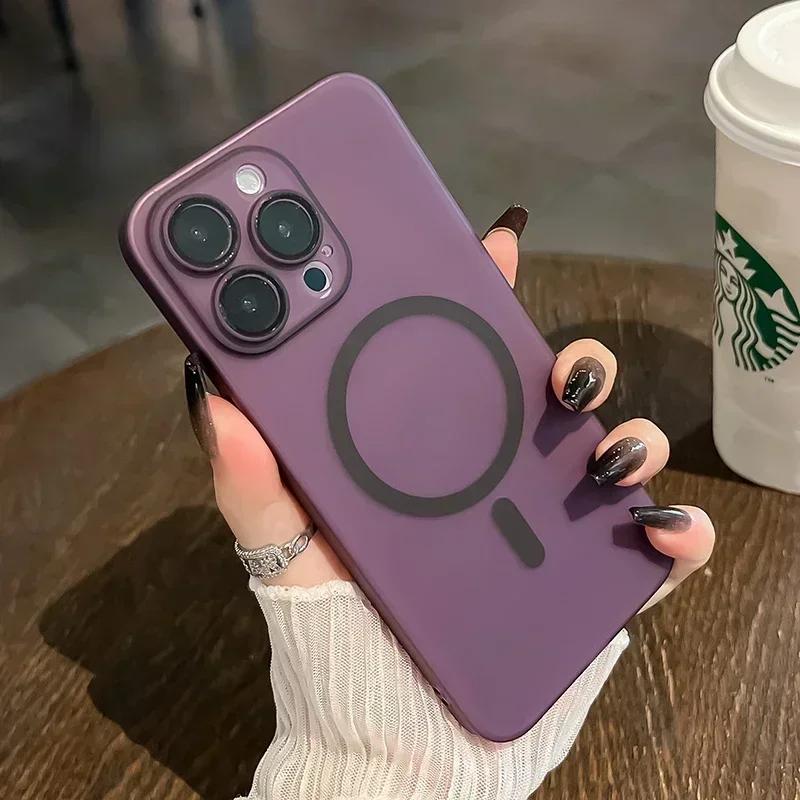 Luxury Ultra Thin For Magsafe Wireless Charge Magnetic Case For iPhone 16e 16 15 14 13 12 11 Pro Max Translucent Skin Hard Cover