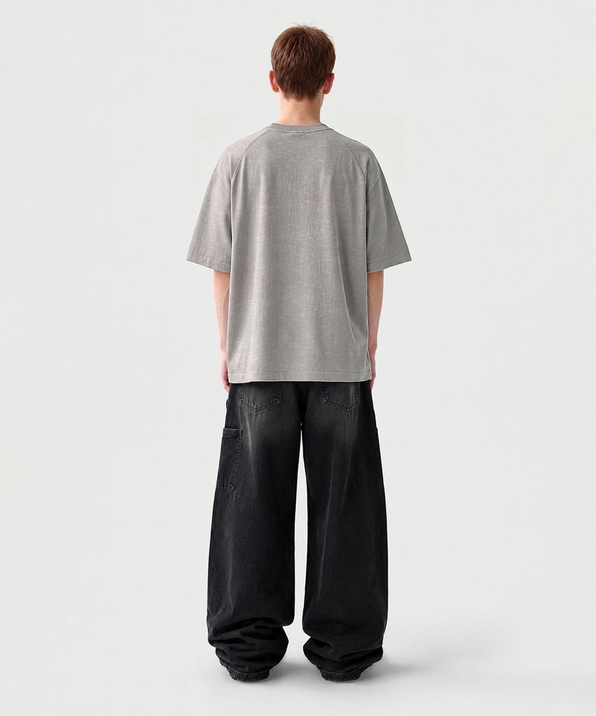 CUTZ Stone Washed Lettering Patch Short Sleeve Knit