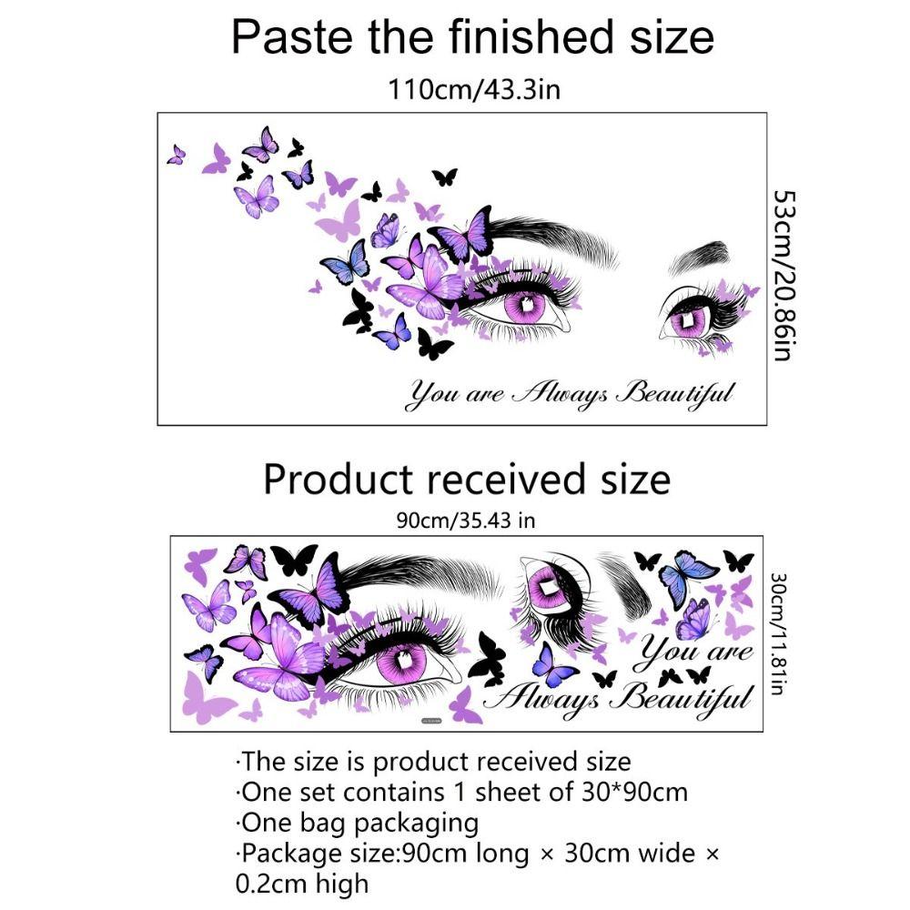 Vinyl Wall Stickers PVC Flying Butterfly DIY Wall Art Mural Eyelash Eyes  Living Room Decoration