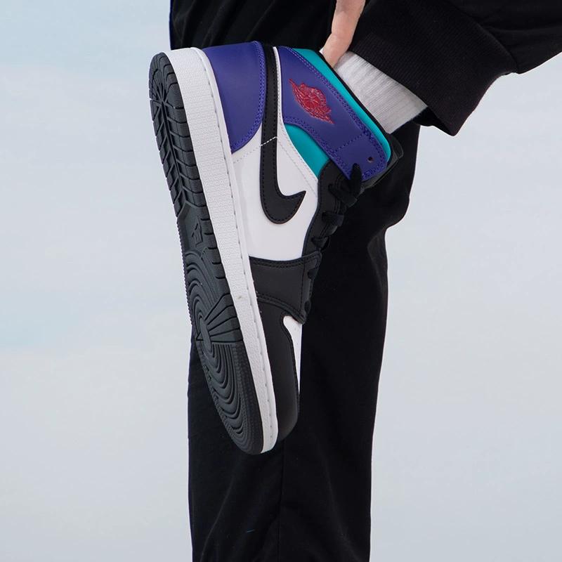 Кроссовки Air Jordan 1 Mid GS Aqua для детей Белый Court-Purple Tropical-Twist DQ8423-154