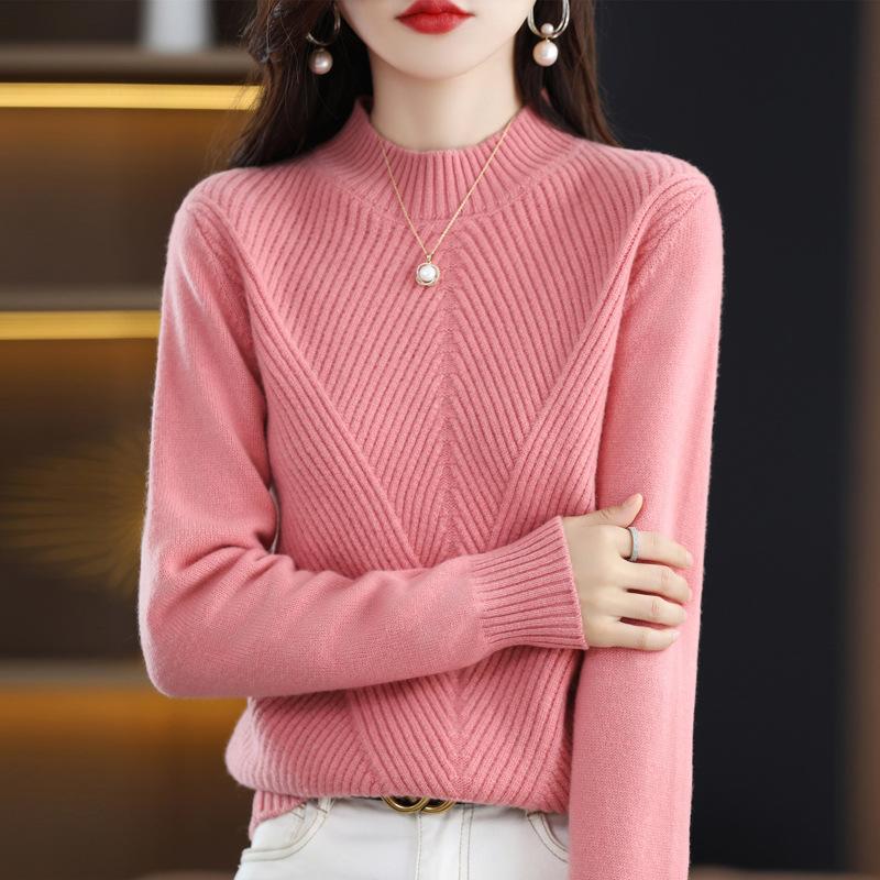 INDFS Женская мода Повседневный Осень Зима Однотонный Принт Длинный Рукав Полуводолазка Свитера